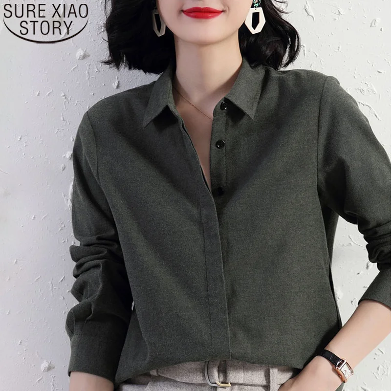 

Женские рубашки, одежда с длинным рукавом, Офисная Женская Новая однотонная зимняя матовая рубашка 2023, бархатная блузка, женские топы, женская блуза 17996