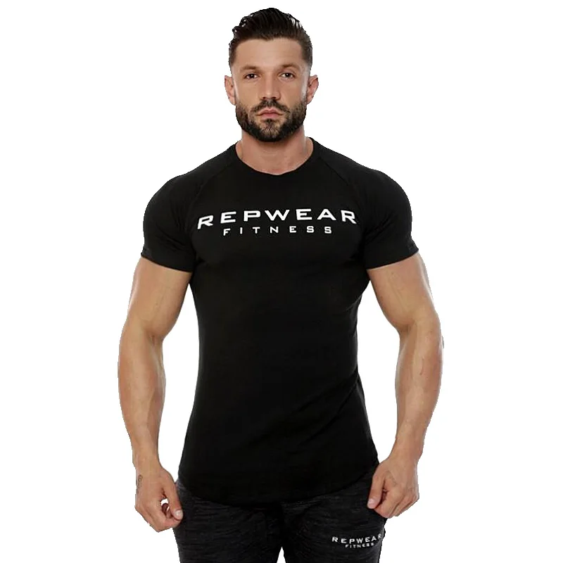 Летняя мужская хлопковая Спортивная повседневная футболка с коротким рукавом