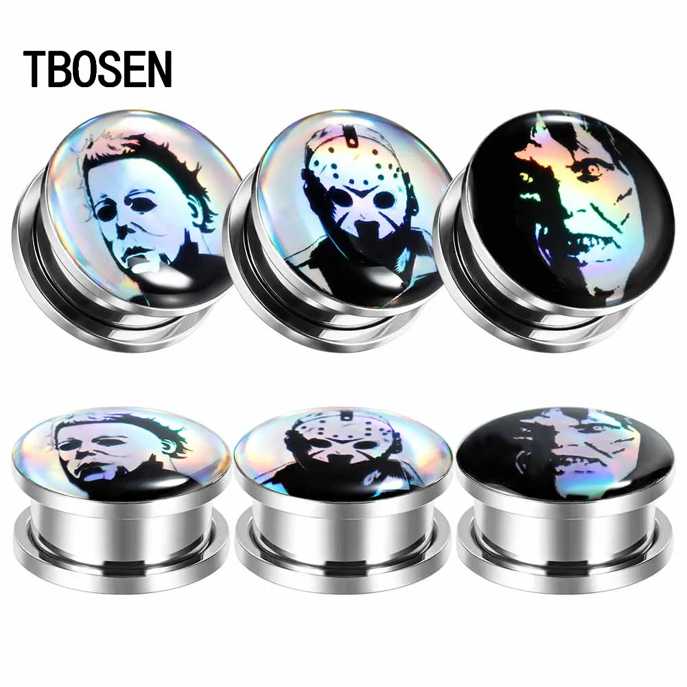 

Classical Logo Design Ear Plugs Expanders Stainless Steel Body Jewelry Piercing Stretchers Stud Cool Gift for women men 2PCS