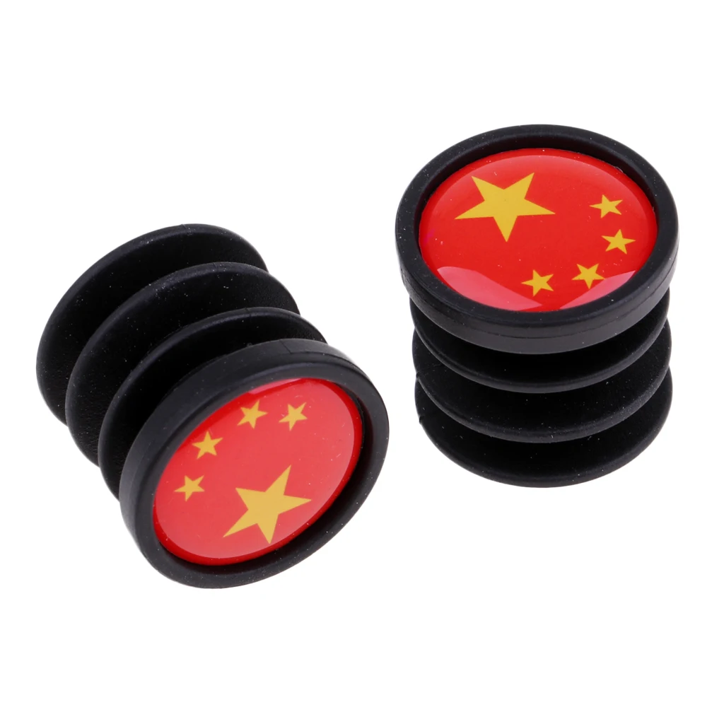 China 22mm 1 пара велосипедов Национальный флаг руль торцевые заглушки для MTB горная дорога велик ручки для велосипеда части-22 мм диаметр - Цвет: China 22mm