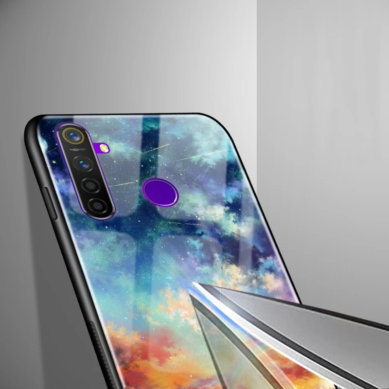 Для OPPO Realme 5 pro Чехол 6,3 ''стекло Жесткий чехол для OPPO Realme5 чехол для телефона силиконовый бампер Fundas Coque Realme 5pro