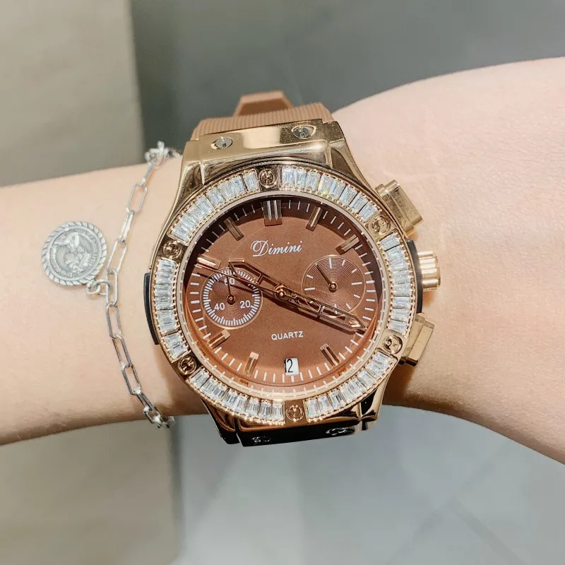 New Unisex Watch Waterproof Women Big Dial  Six Pin Sports Chronograph Women's Rhinestone Watches Ladies Casual Watch Clock Gift
