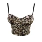 Женский бархатный короткий бюстье без рукавов с леопардовым принтом