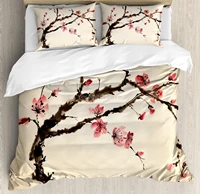 japanese duvet cover set traditional chinese paint of figural tree with details brushstroke effects print decorative 3 piece