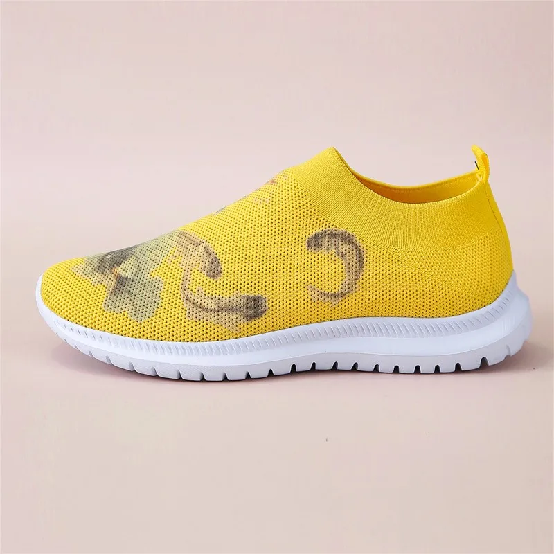 

Mesh Breathable Female Running Shoes Slip-on Flat Casual Sneakers Women Vulcanized Shoe Plus Size34-43 Stretch Sock Women Shoes