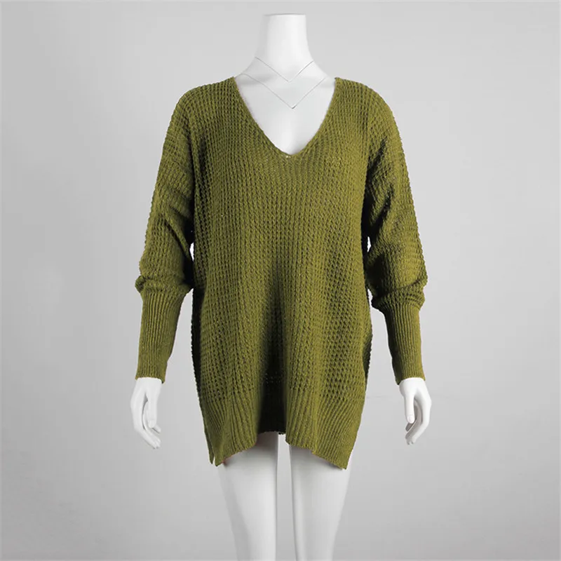 Осенне-зимний свитер с v-образным вырезом Женский Повседневный Свободный пуловер