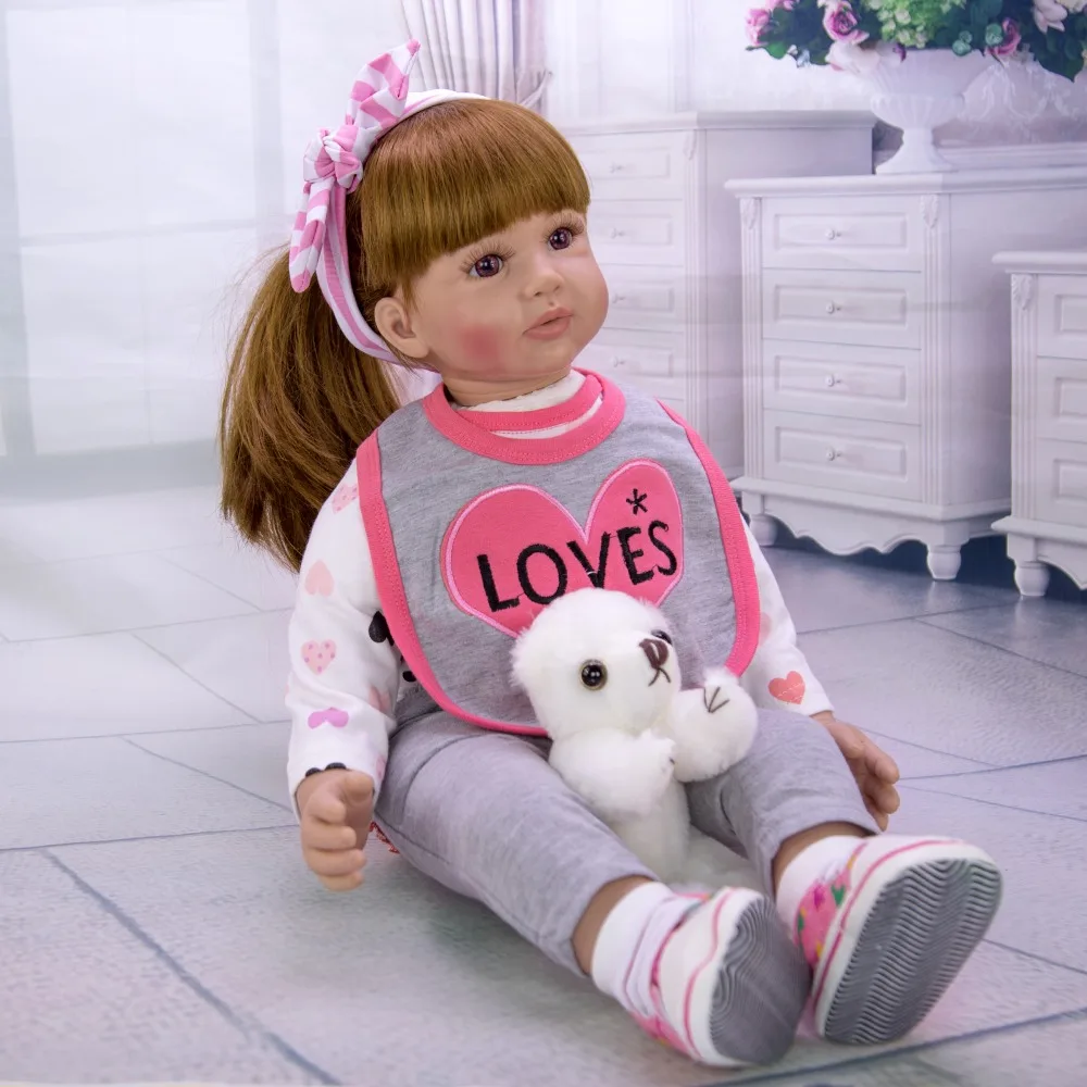 Мягкие силиконовые куклы Новорожденные в модном платье принцессы с коричневыми