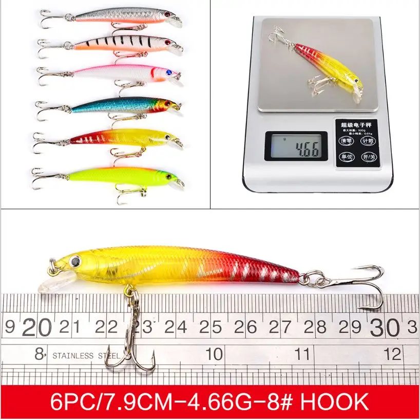 

43pcs/lot Mixed Fishing Lure Kit Set Minnow Trolling Artificial Bait Lifelike Wobbler Carp Fishing Tackle Crankbaits Swimbait