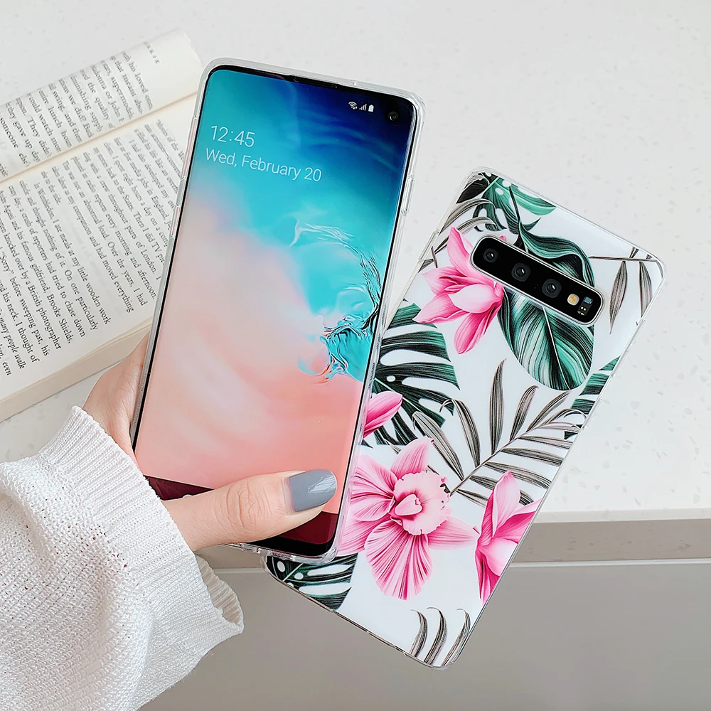 Чехол для телефона Samsung A50 A70 с зелеными листьями и цветами чехол S8 S9 S10 Plus защитный