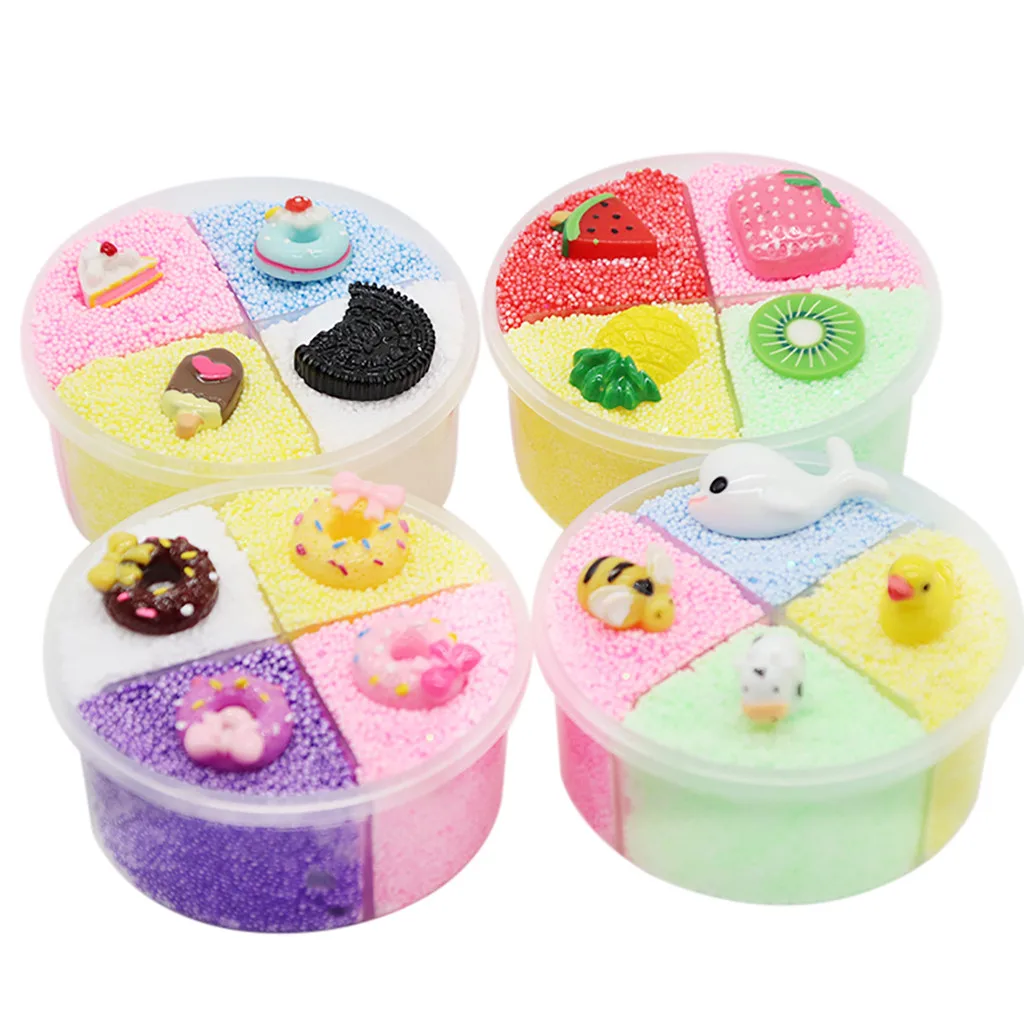 

Beautiful 4 Color 120ml Slime Fluffy Diy Jelly Slime Fruit Kit Polymer Clay Soft Charms Scented Toy Kids Gift Modeling Clay