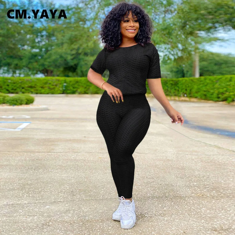 Женский однотонный клетчатый костюм для активного отдыха CM.YAYA футболка с