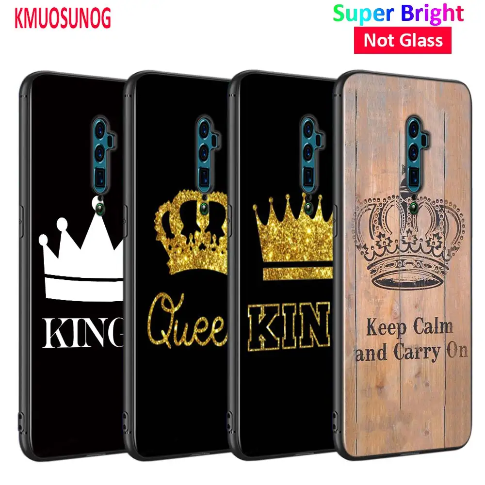 Черный чехол Король Королева пара корона для OPPO Reno Z 10X Zoom F11 F9 F7 F5 A7 R9S R17 Realme 2 C2 K3 Pro