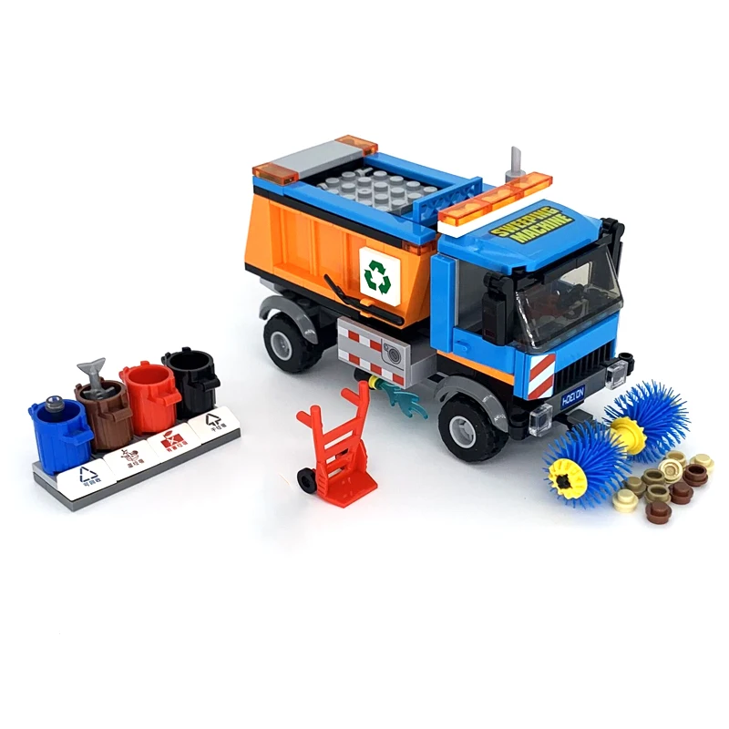 Наборы строительных блоков для детей городская техника уборочная машина