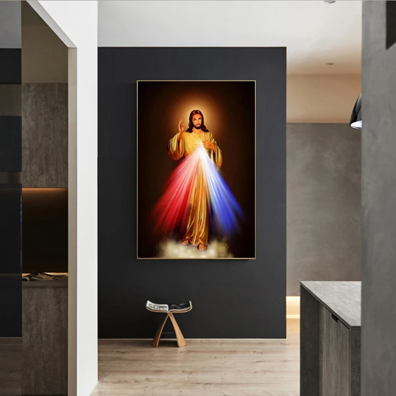 Современный холст Милая история Бога Иисуса христианское искусство картина