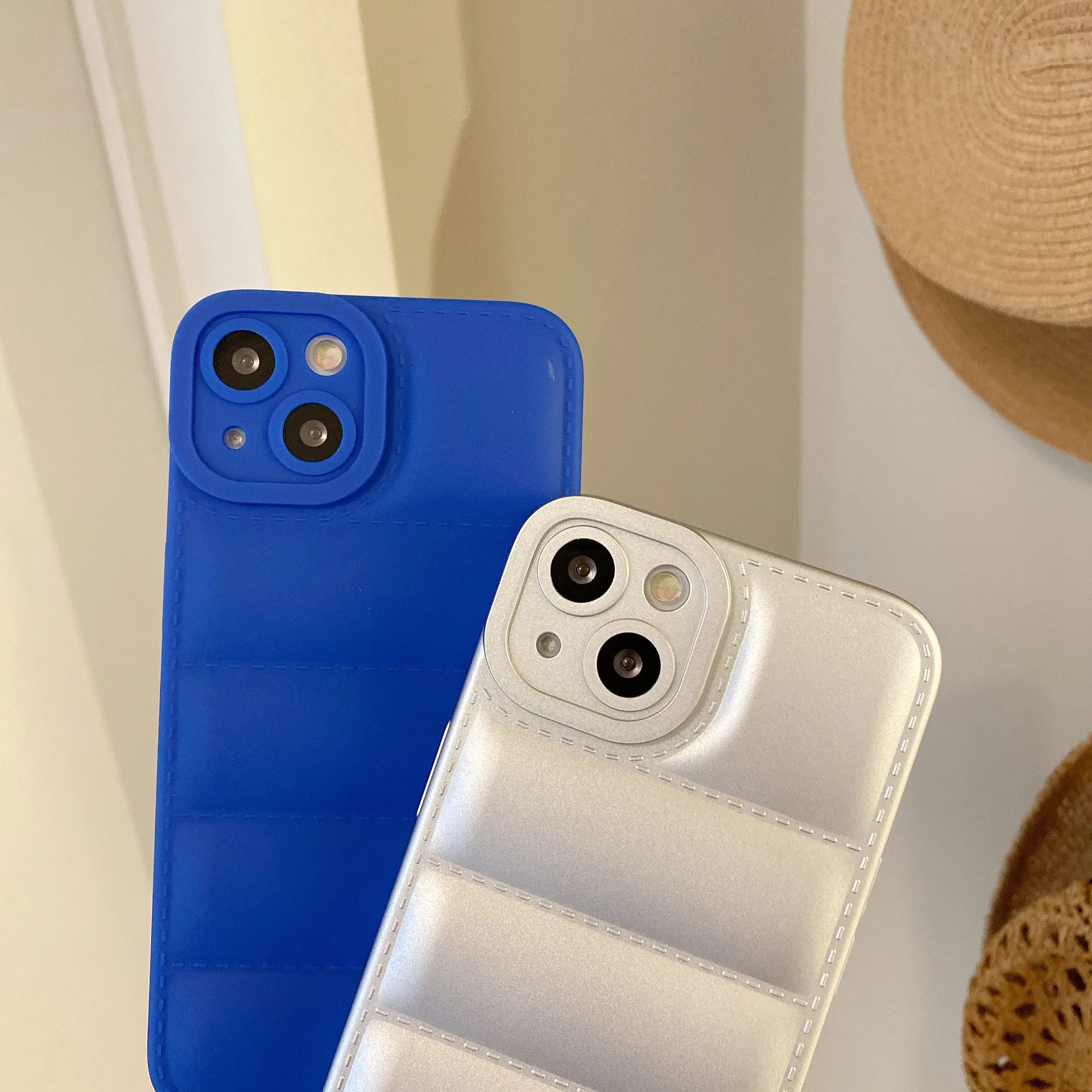 

Solid Color Down Jacket Puffer Case for iPhone 13 Pro Max Mobile Phone Shell Funda iPhone 11 12 Pro Max Soft Silicone Cover