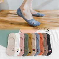 5 pairspack embroidered expression woman socks cool invisible sock slippers women summer boat no show cotton candy color