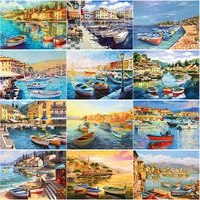 new 5d diy diamond painting ferry cross stitch sea view diamond embroidery full square round drill crafts home decor manual gift