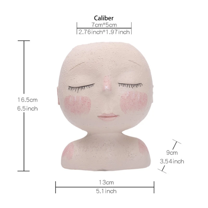 

Female Head Design Succulents Plant Pot with Drainage Hole/Cactus Planter Indoor Outdoor Resin Planter, Cute Plants Flow