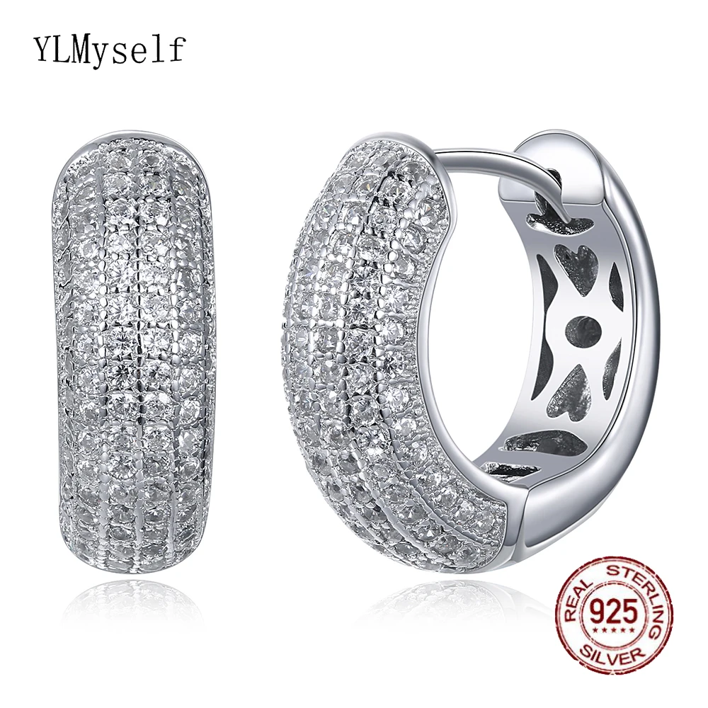 Великолепные серьги кольца из настоящего серебра диаметром 16 мм с инкрустацией