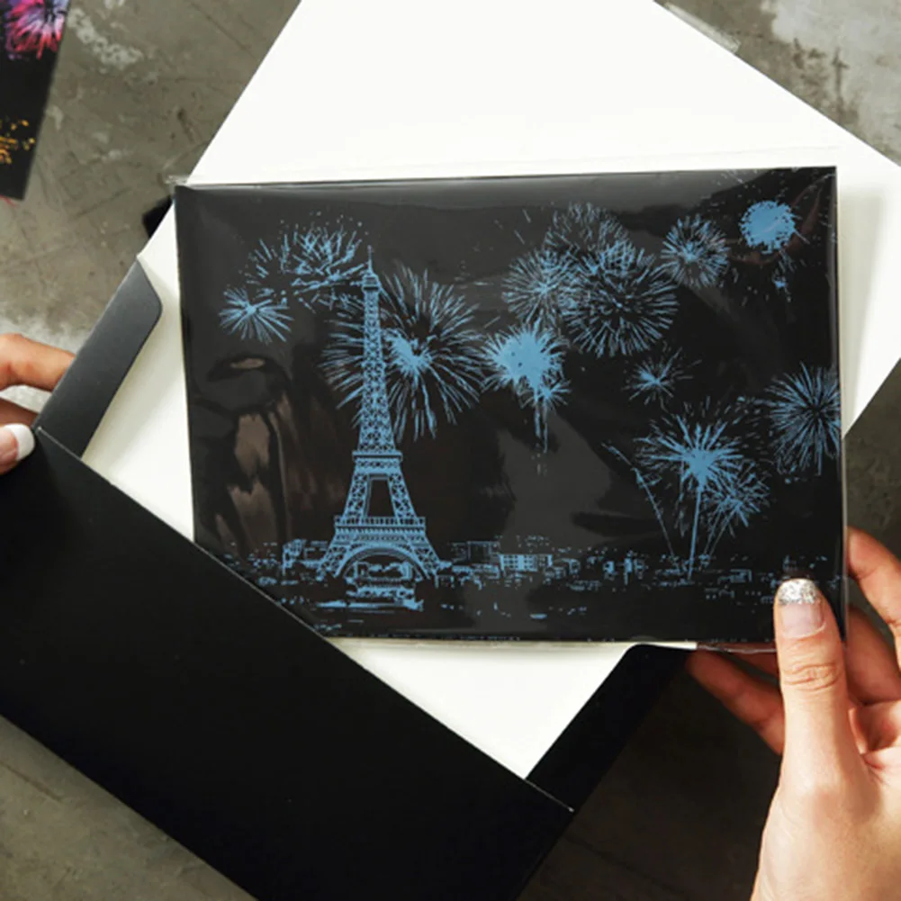 4 шт здания цветок девочка Магия царапины Искусство Живопись доска для рисования