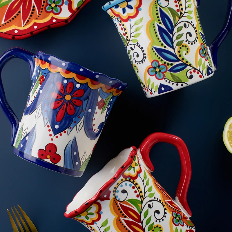 Керамическая кружка "Богемная кружка" объемом 500 мл для завтрака, кофе, молока, чая, фруктового сока, парная кружка для пары "Творческая кружка"