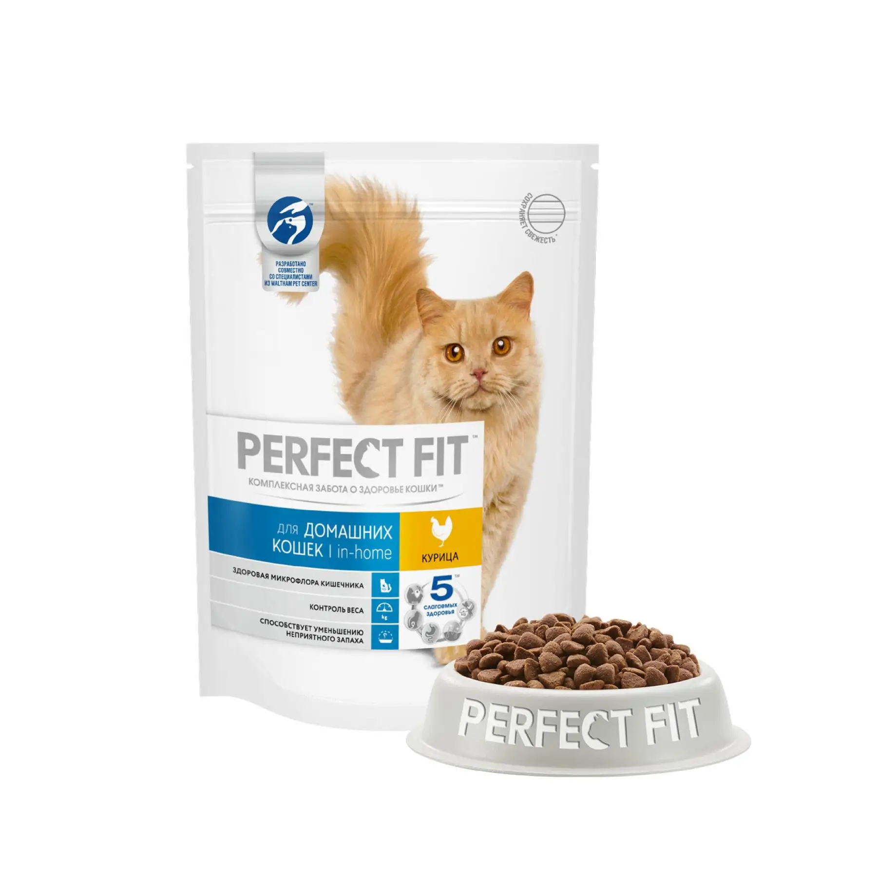Сухой корм PERFECT FIT &quotКурица&quot для живущих в помещении взрослых кошек 190г|Кошачий