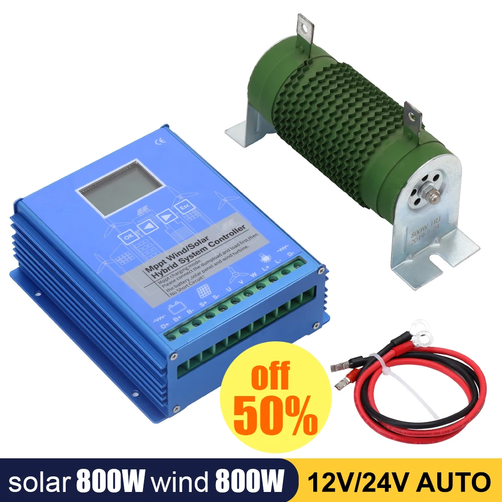 

Wind Solar Hybrid System MPPT Charge Controller Solar Controller 800w Wind 800W 12V 24V Auto Regulator Home Use Wind Generator