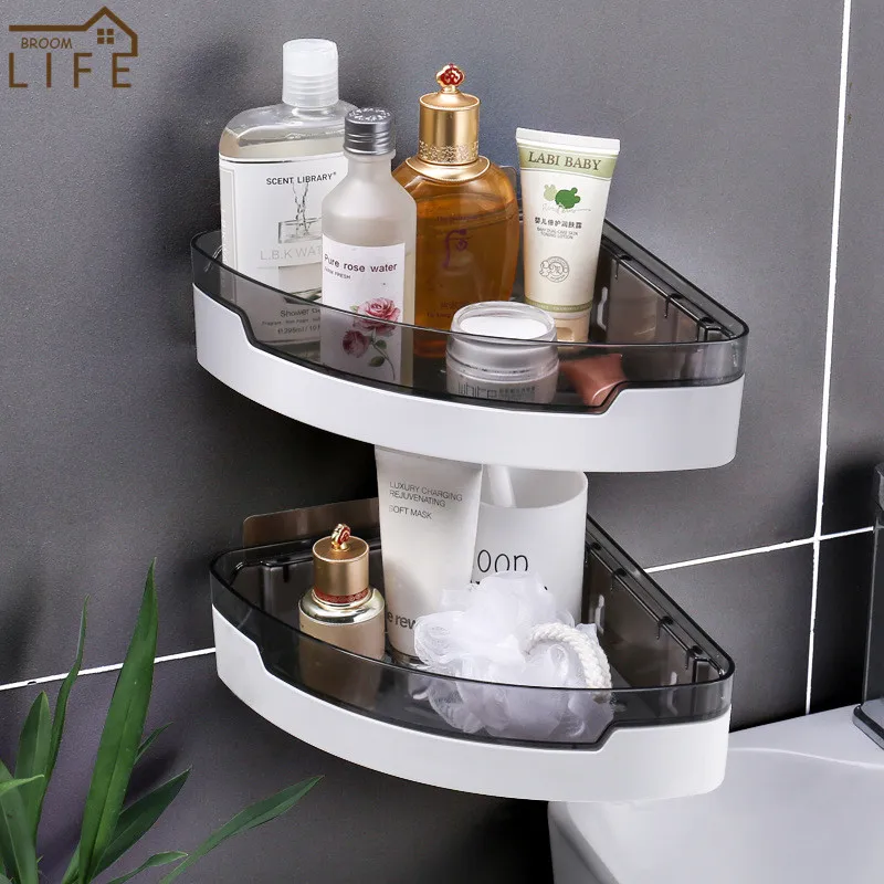 corner bathroom shelf shampoo storage rack holder organizer kitchen seasoning rack wall mounted home decor bathroom accessories free global shipping
