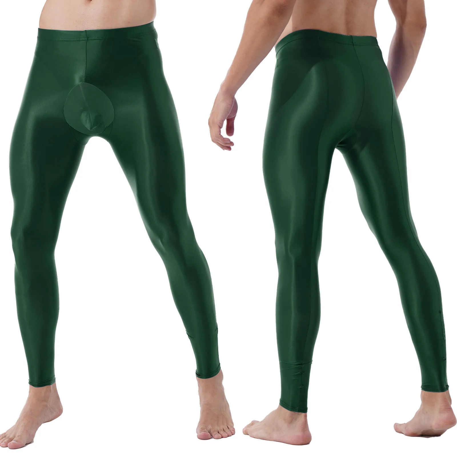 

Mens Glossy Bulge Pouch Tights Skinny Pants Elastic Waistband Leggings Solid Color Mid Elastic Stretchy Solid Color Pantyhose