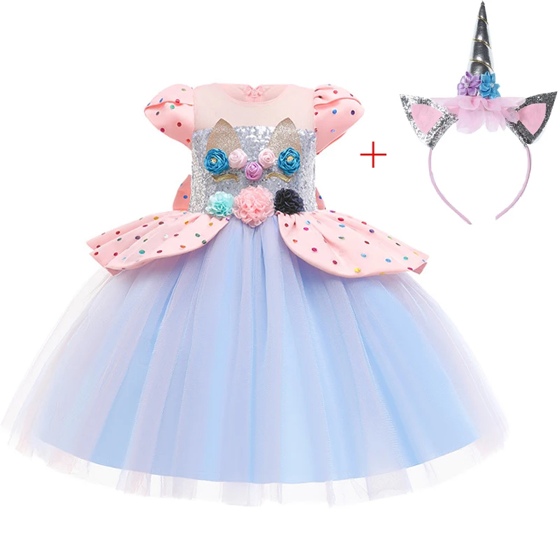 

Dress For Girl Big Bow Puff Sleeve Long Dress Flower Party Formal Princess Gown Splicing Kids Dresses for Girls Formal Baby Girl