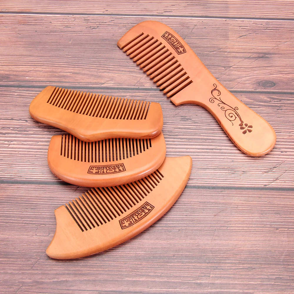 Горячая 1 шт. натуральная расческа из персикового дерева Антистатическая