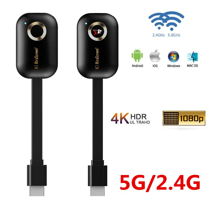 

TV Stick 2.4/5G 4K Wireless Adapter Wifi Display Dongle Mirascreen Mirror Miracast Airplay DLNA Receiver for Projector HDTV