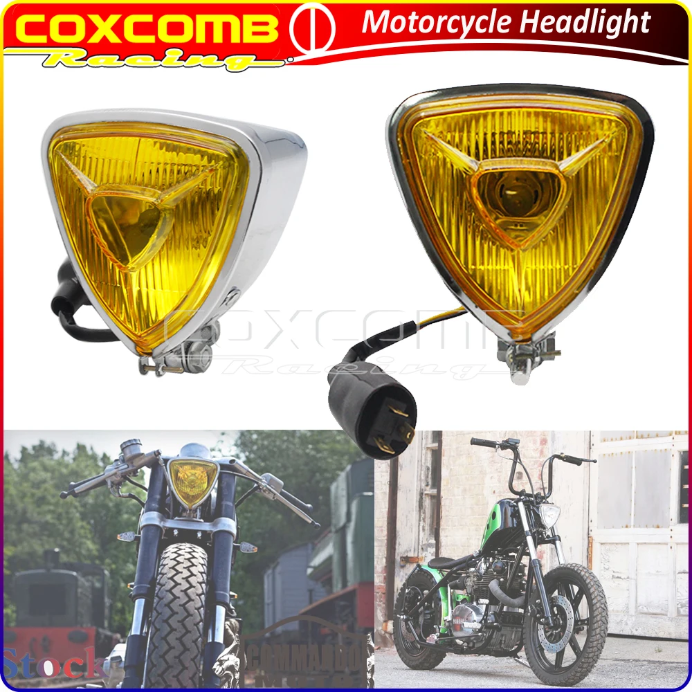 

Motorcycle 12V Vintage Waterproof Triangle Front Headlight Universal For Harley Chopper Bobber Cafe Racer Cruisers Touring