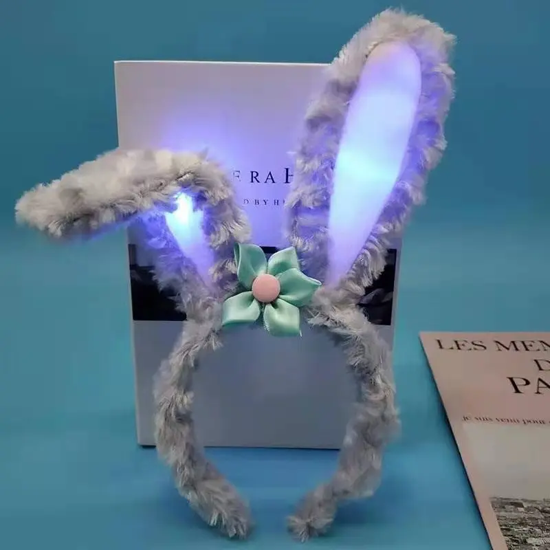 

Cute Cartoon Glowing Ballet Rabbit Headband Plush Toy With Light Rabbit Ears Headband Cartoon Play Decoration Holiday Girl Gift