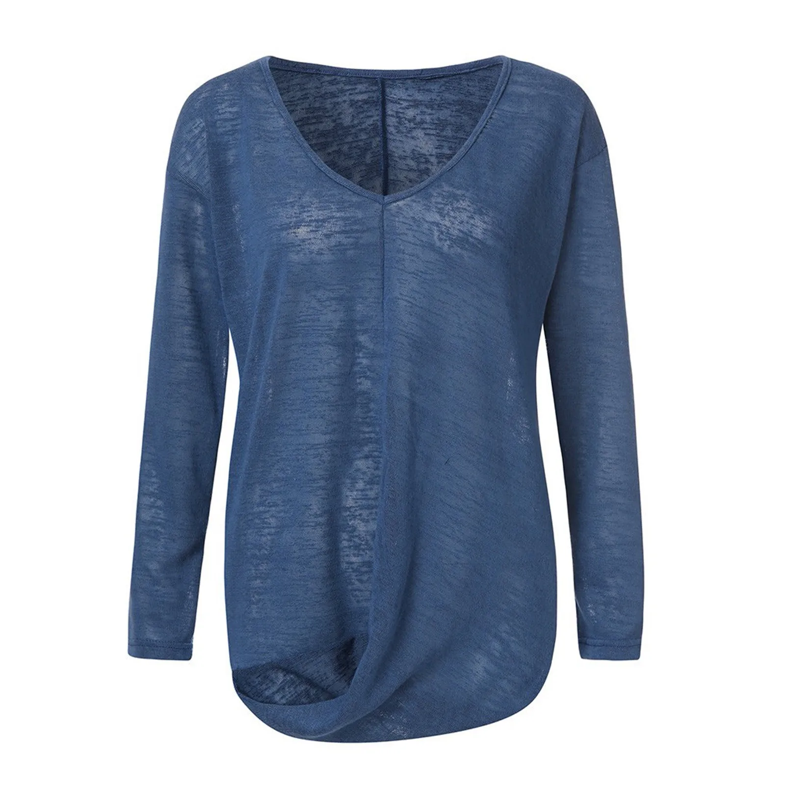 

Irregular Loose Women's Tshirt Summer Solid Color Round Neck Long Sleeve T Shirt Casual Plus Size Women Clothing 40#