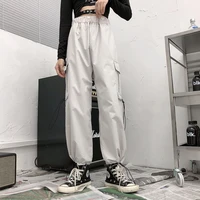 houzhou harajuku goth black cargo pants women gothic punk oversize white wide leg trousers for female korean fashion streetwear