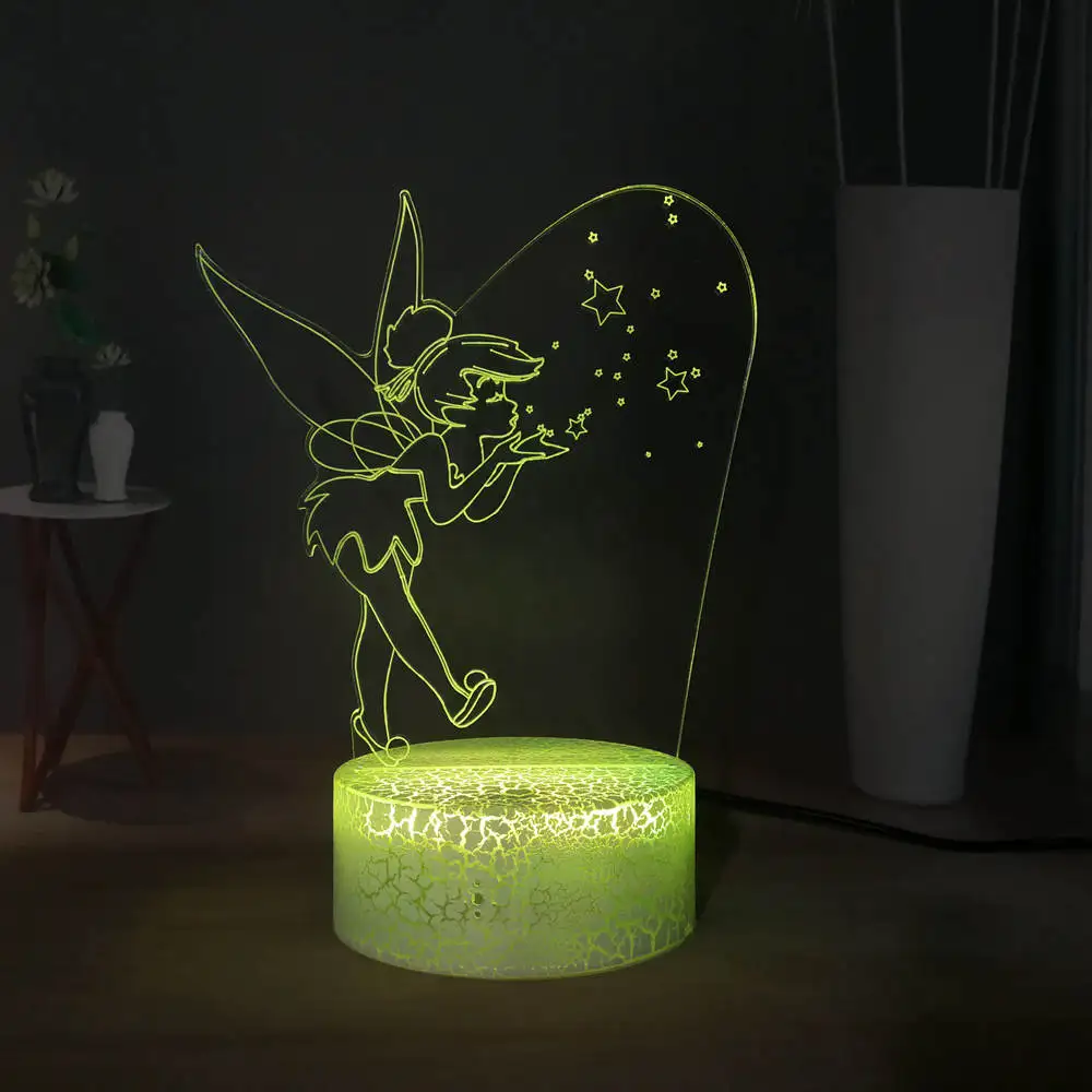 Милый светодиодный детский ночной Светильник Tinker bell RGB многоцветный USB мини 3D