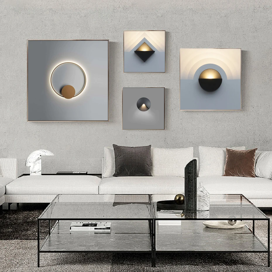 

Geometric Planet Light and Shadow Postmodern Style Minimalist Square Light Luxury Poster Canvas Interior Decoration Painting