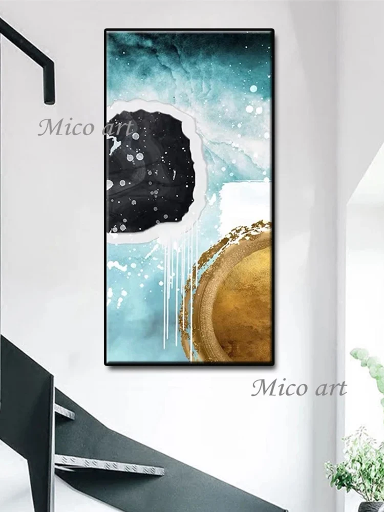 Новое поступление абстрактная красочная Золотая фольга картина маслом