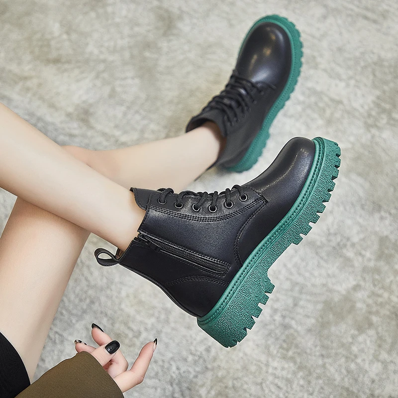 Ботинки женские зимние из натуральной кожи на платформе ботинки челси воловьей