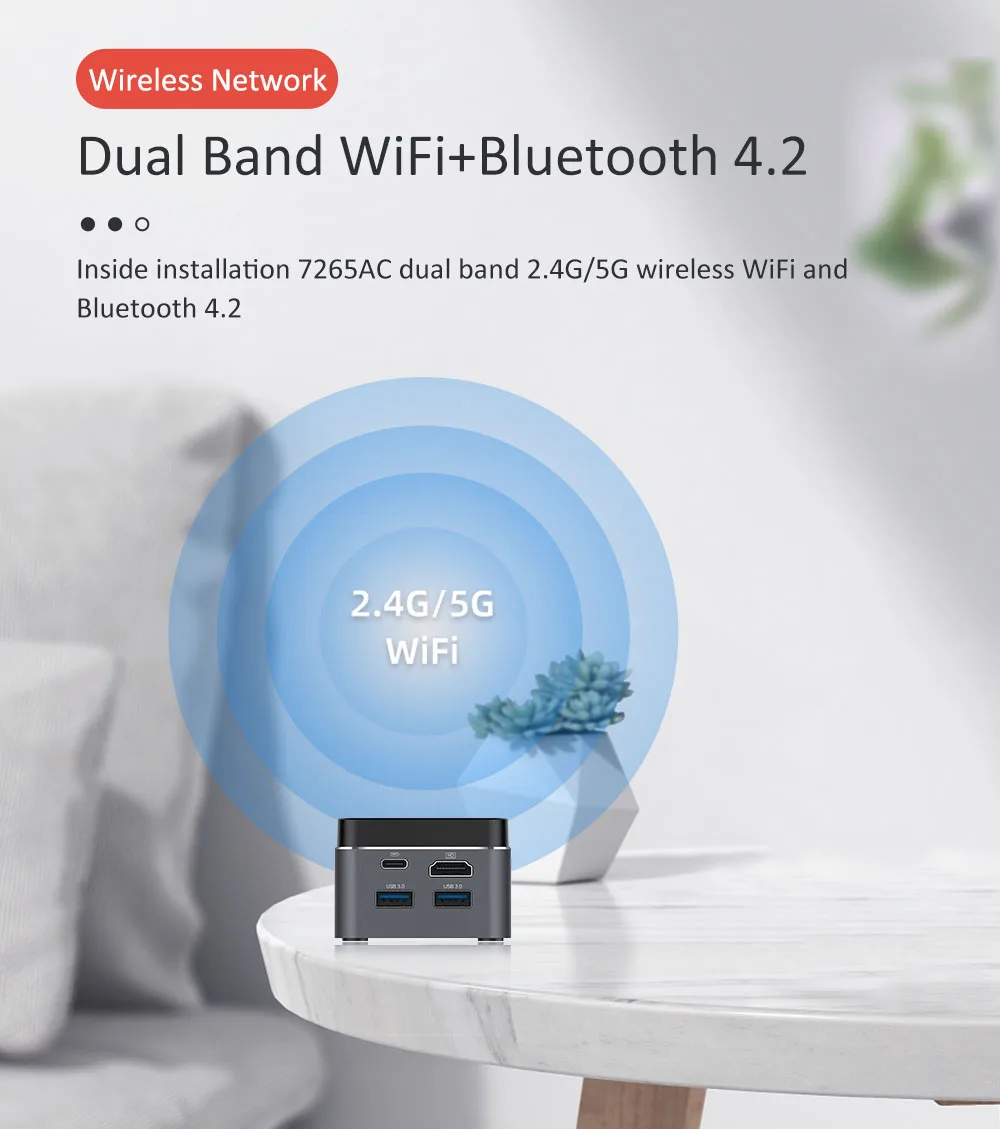 Портативный мини-ПК BEBEPC Intel Celeron N4100 четыре ядра 8 ГБ LPDDR4 Windows 10 2 4G/5G двухдиапазонный