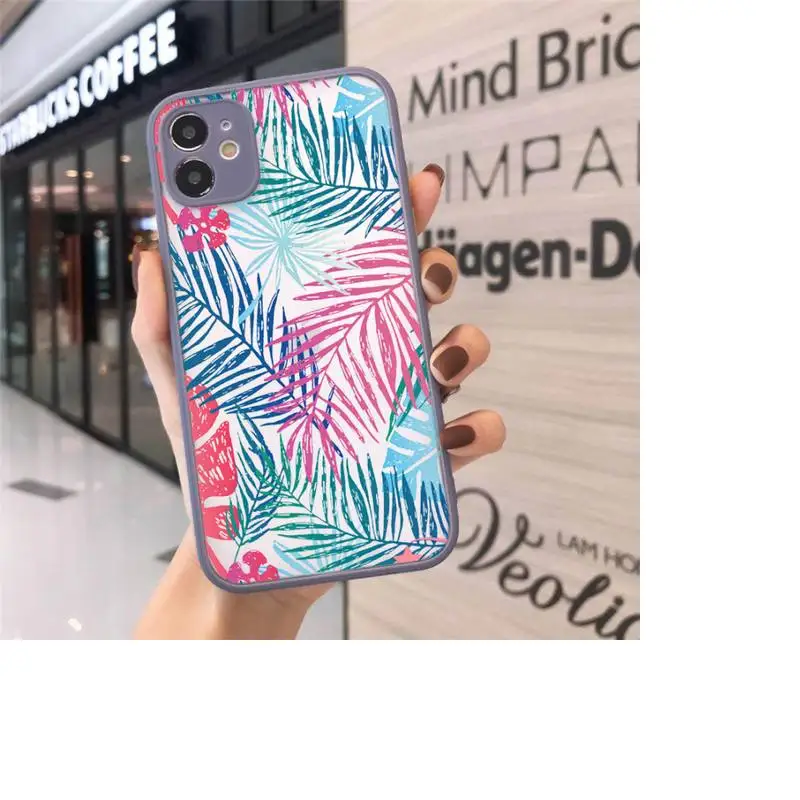 

Retro flower leaf pattern beauty Phone Case Matte Transparent for iPhone 7 8 11 12 s mini pro X XS XR MAX Plus cover funda