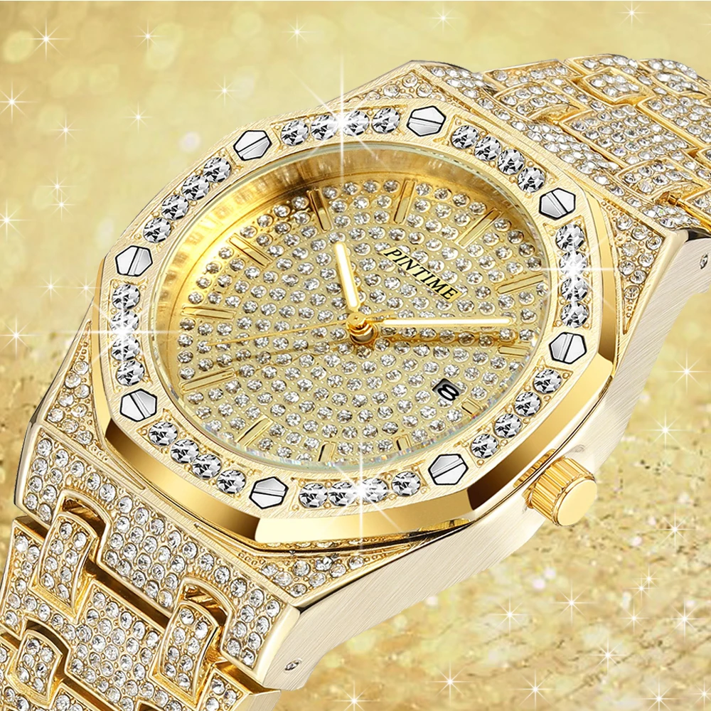 Часы мужские кварцевые в стиле хип хоп роскошные деловые наручные с большим