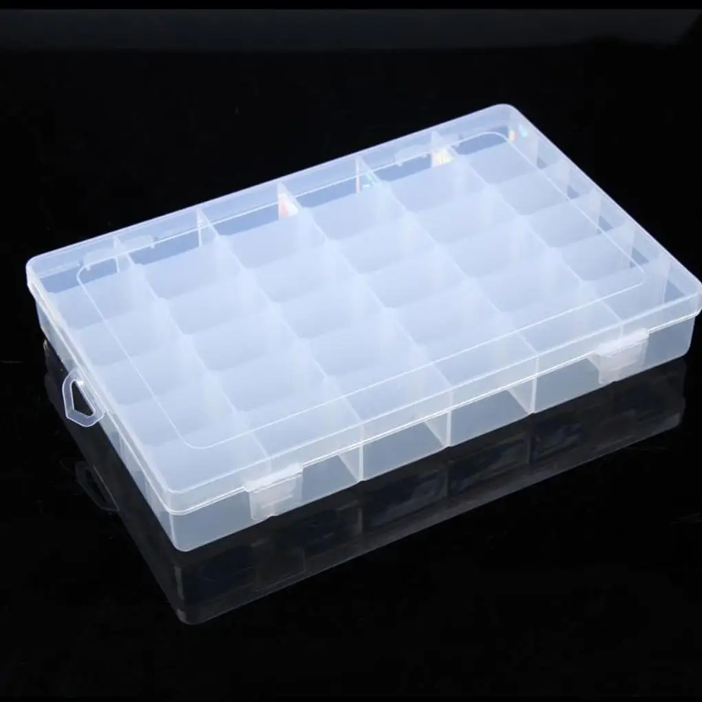 

2 Pieces 36 Grids Adjustable Earrings Box Plastic Jewelry Bead Holder Fishing Hook Organizer Transparent Storage Container