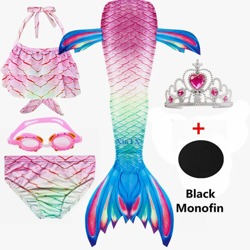 Детский костюм для косплея Ариэль с хвостом русалки и моноластами|Костюмы