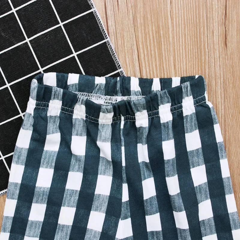 

Two-piece children's Clothing Outfits Cotton Short-sleeved T-shirt + Plaid Short Pants Summer Kids Suits Boys Roupas