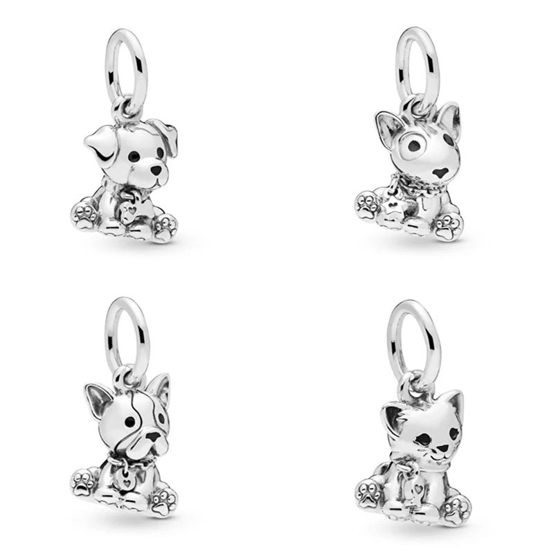 

New 100% 925 Sterling Silver pandora 1:1 Charms Bulldog Labrador Bull Terrier PupPuppy Dog Kitty-Cat Dangle Charm