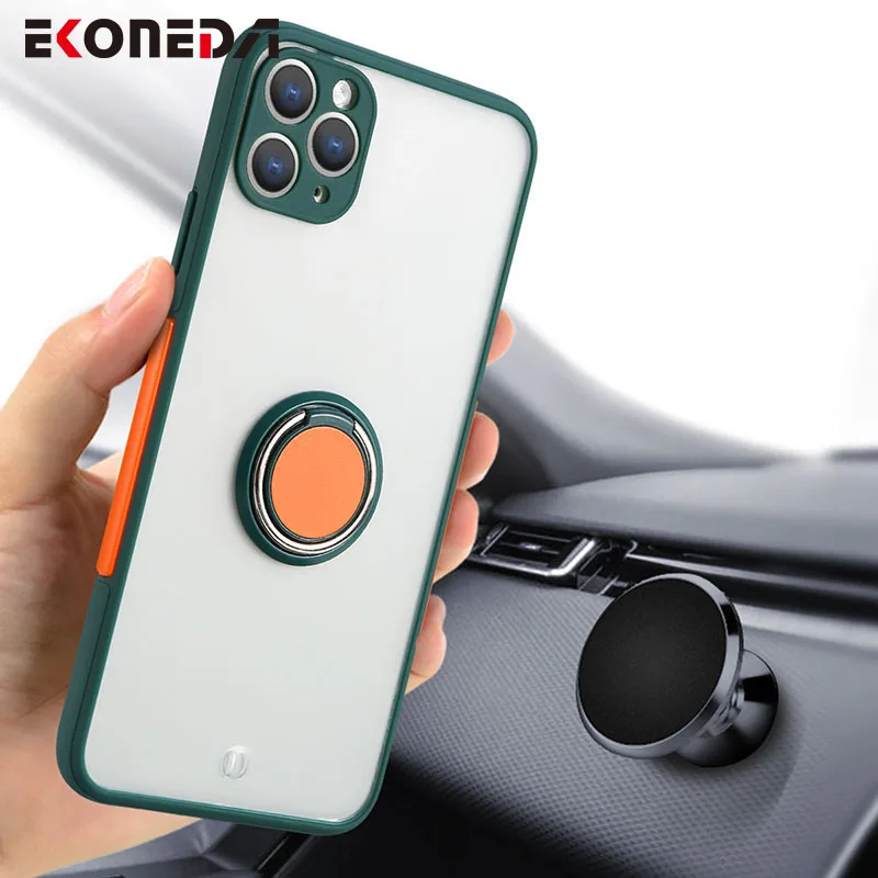 

EKONEDA Finger Ring Stand Case For iPhone 11 12 Pro XS Max X XR 7 8 6 6S Plus SE Case Silicone Magnetic Car Phone Holder Cover
