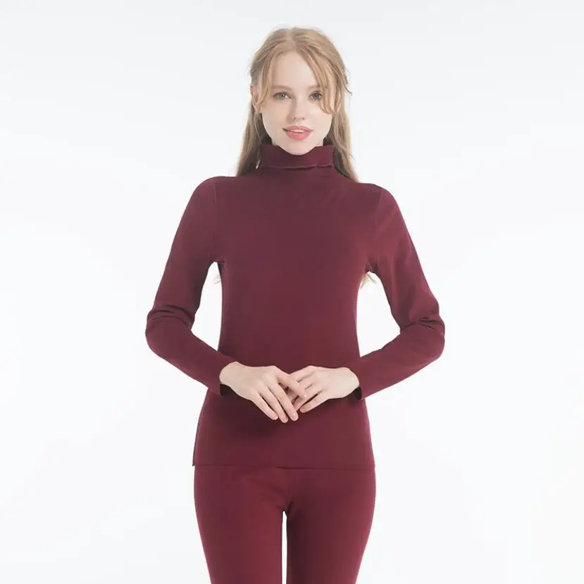 thermal suit women Термобелье водолазка зимняя женская одежда костюм Fever шлифовальные кальсоны теплая рубашка с подогревом термобелье черный топ - Цвет: thermal suit women