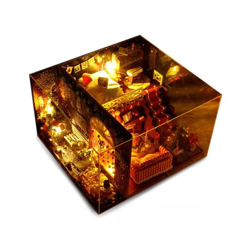 

Christmas Decorations Christmas Decor Personalized Christmas Ornaments DIY Mini Miniature Dollhouse With LED Light Gift Kits
